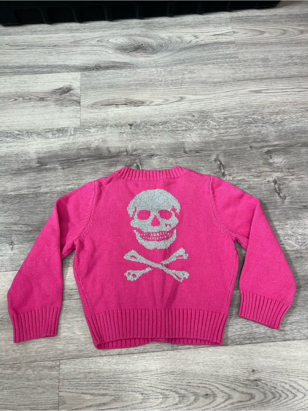 RARE 2000s Betsey Johnson Pink Skull Crossbones Cardigan S/P
